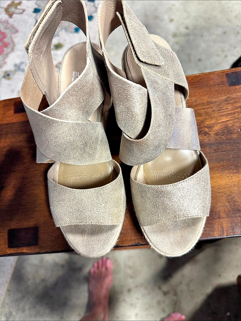 Eileen Fisher Willow Wedge Espadrille Sandal Gold